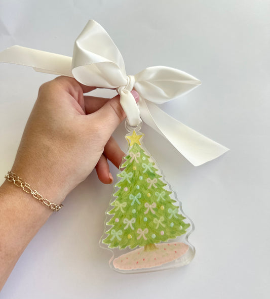 Acrylic Christmas Tree with Bows Ornament
