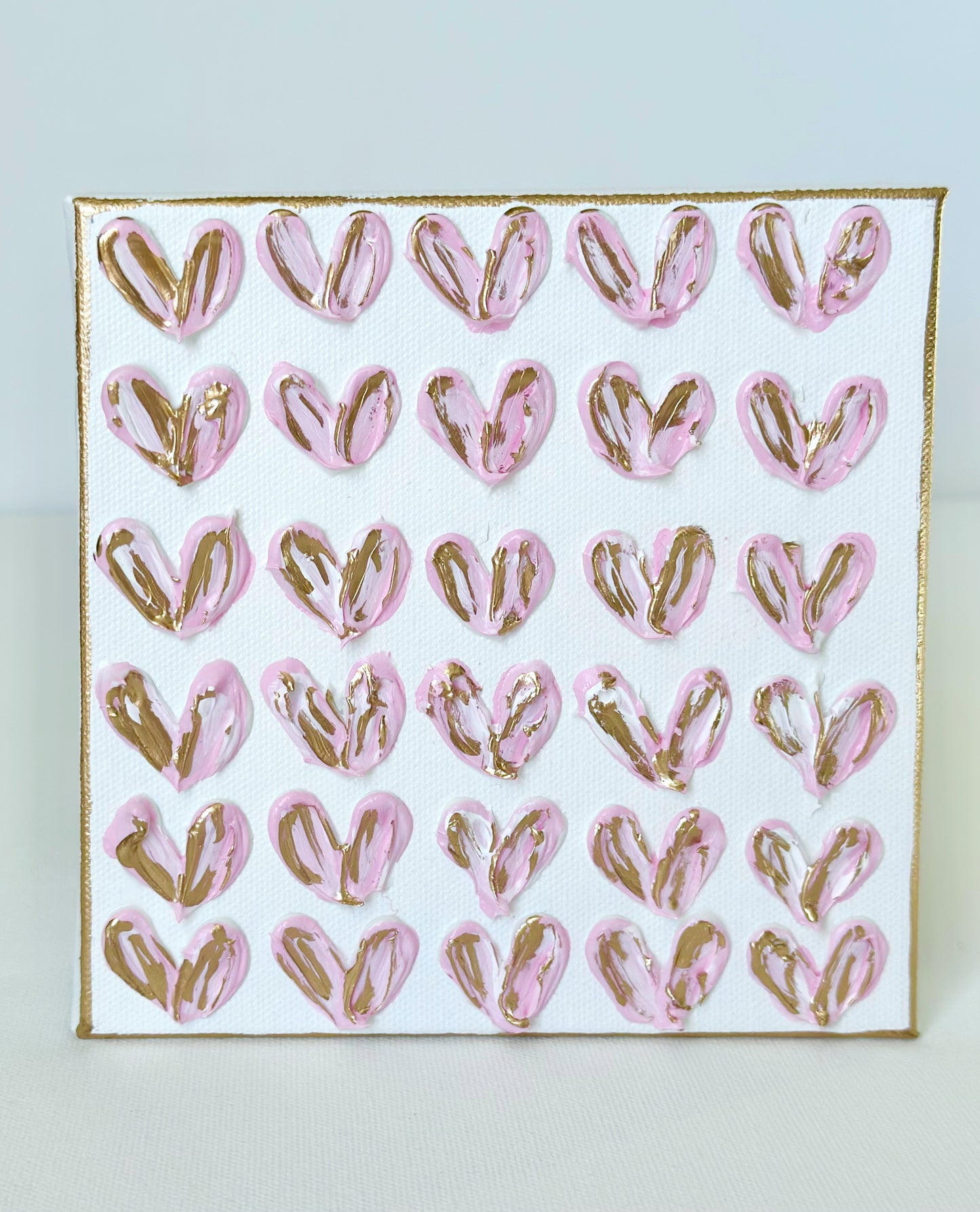 Pink Hearts Canvas 6x6