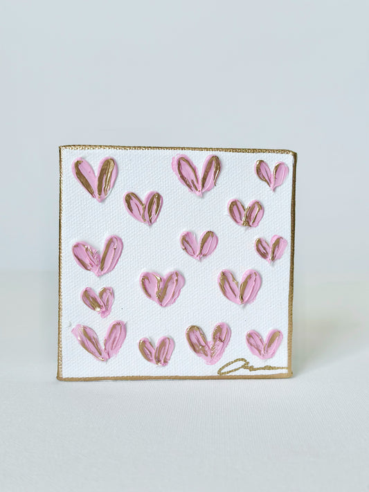 Pink Hearts Canvas 4x4