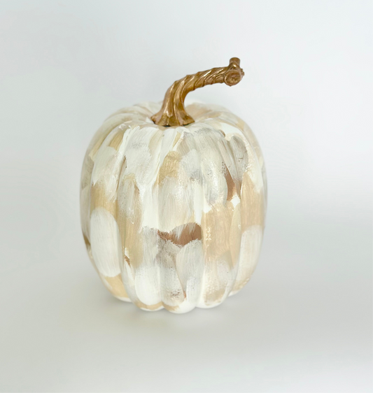 Small Neutral Painted Pumpkin 5.5 inch