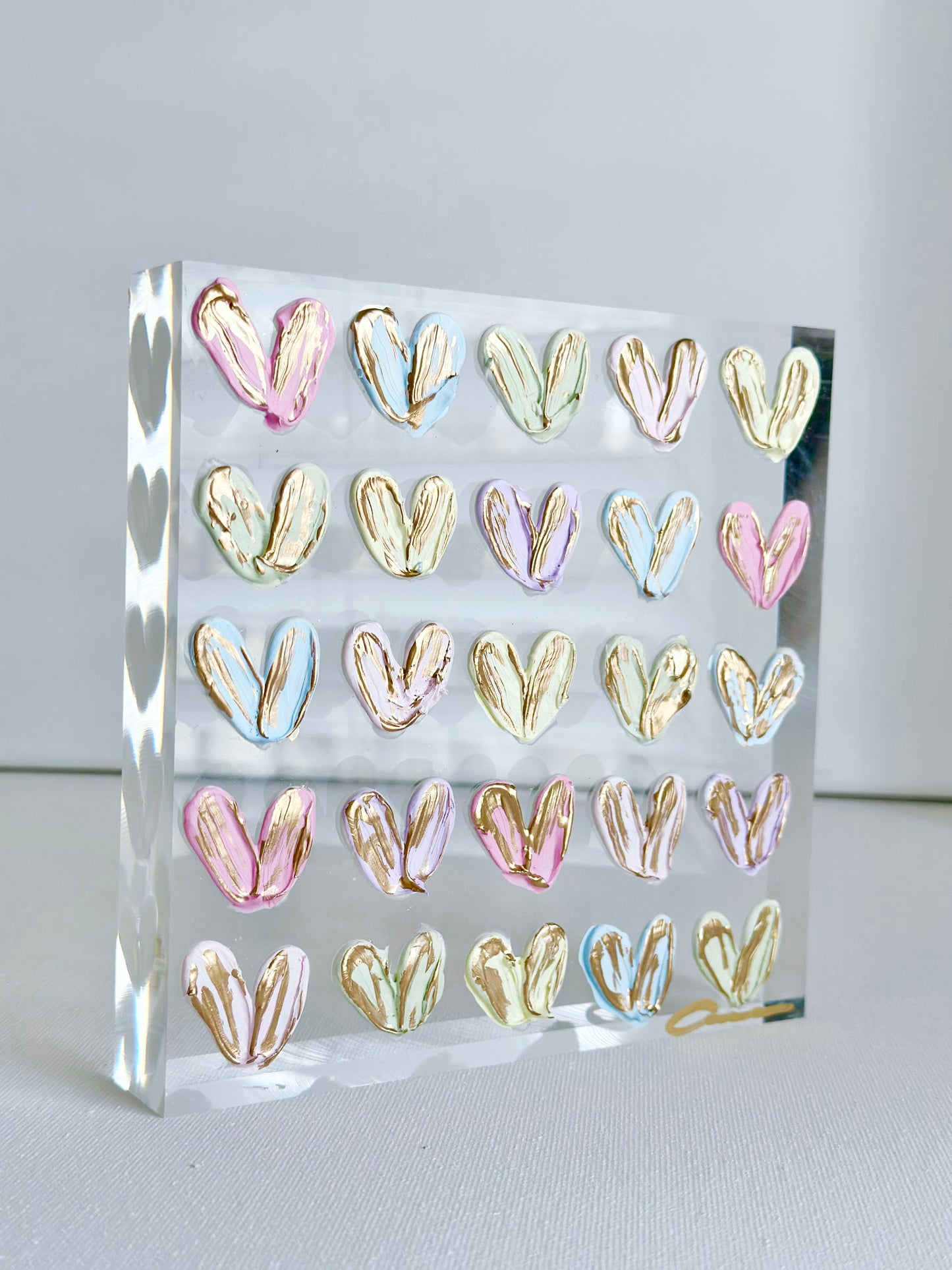 Candy Hearts on Acrylic 6x6