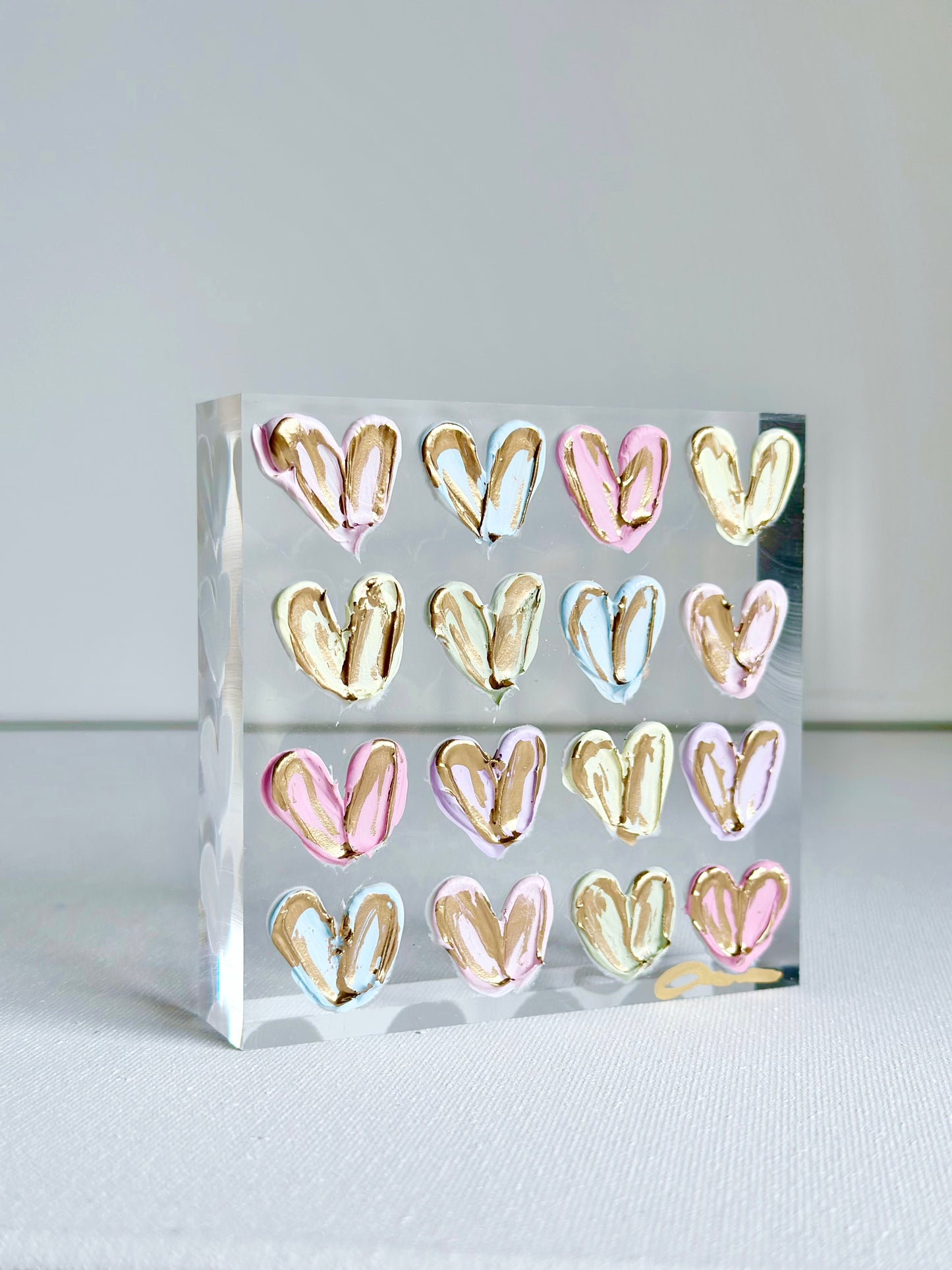 Candy Hearts on Acrylic 4x4