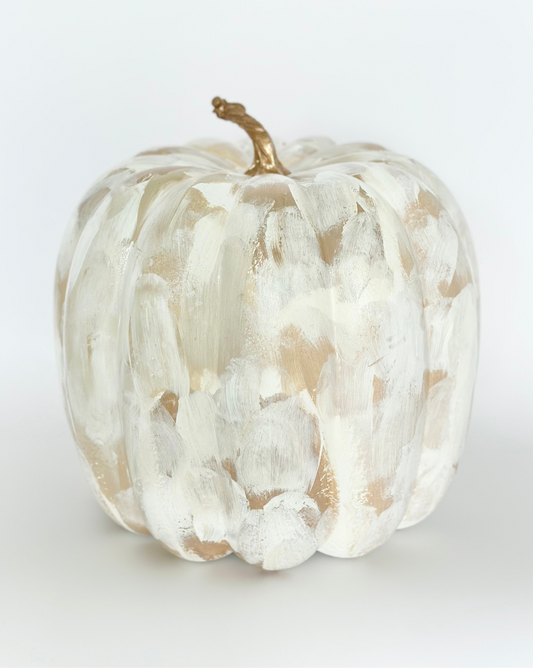 Large Neutral Painted Pumpkin 11 inch