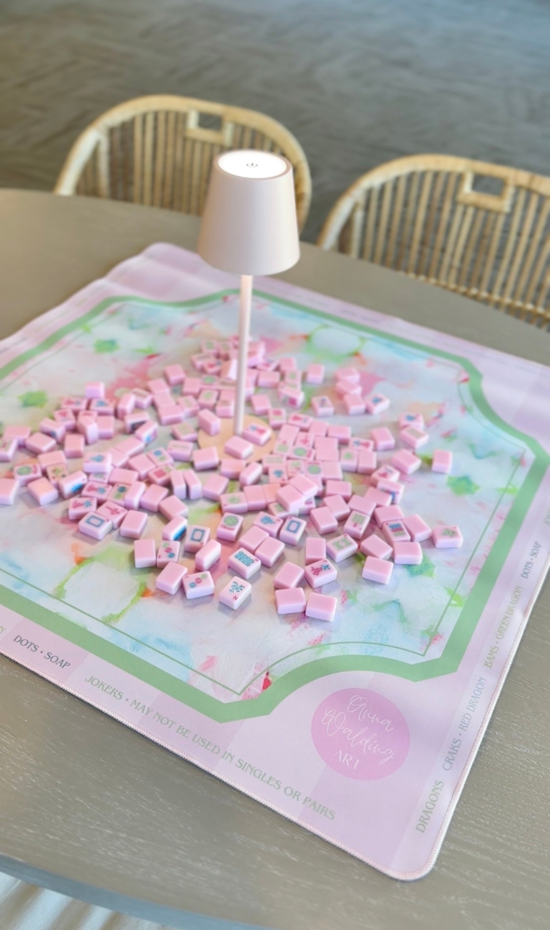 Pink Anna Walding Art Mahjong Mat