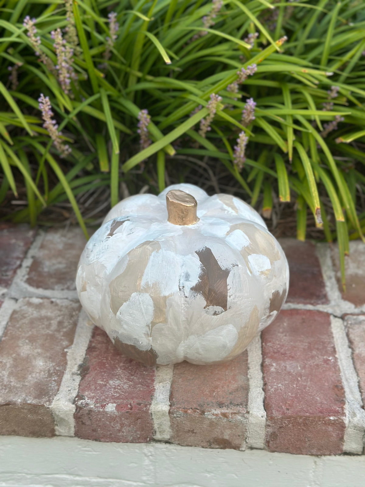 Large Hand Painted Neutral Pumpkin