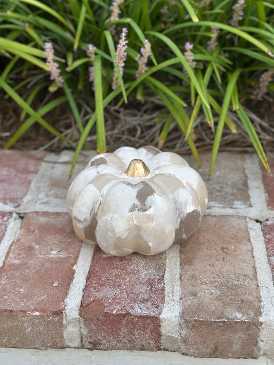 Medium Neutral Painted Pumpkin