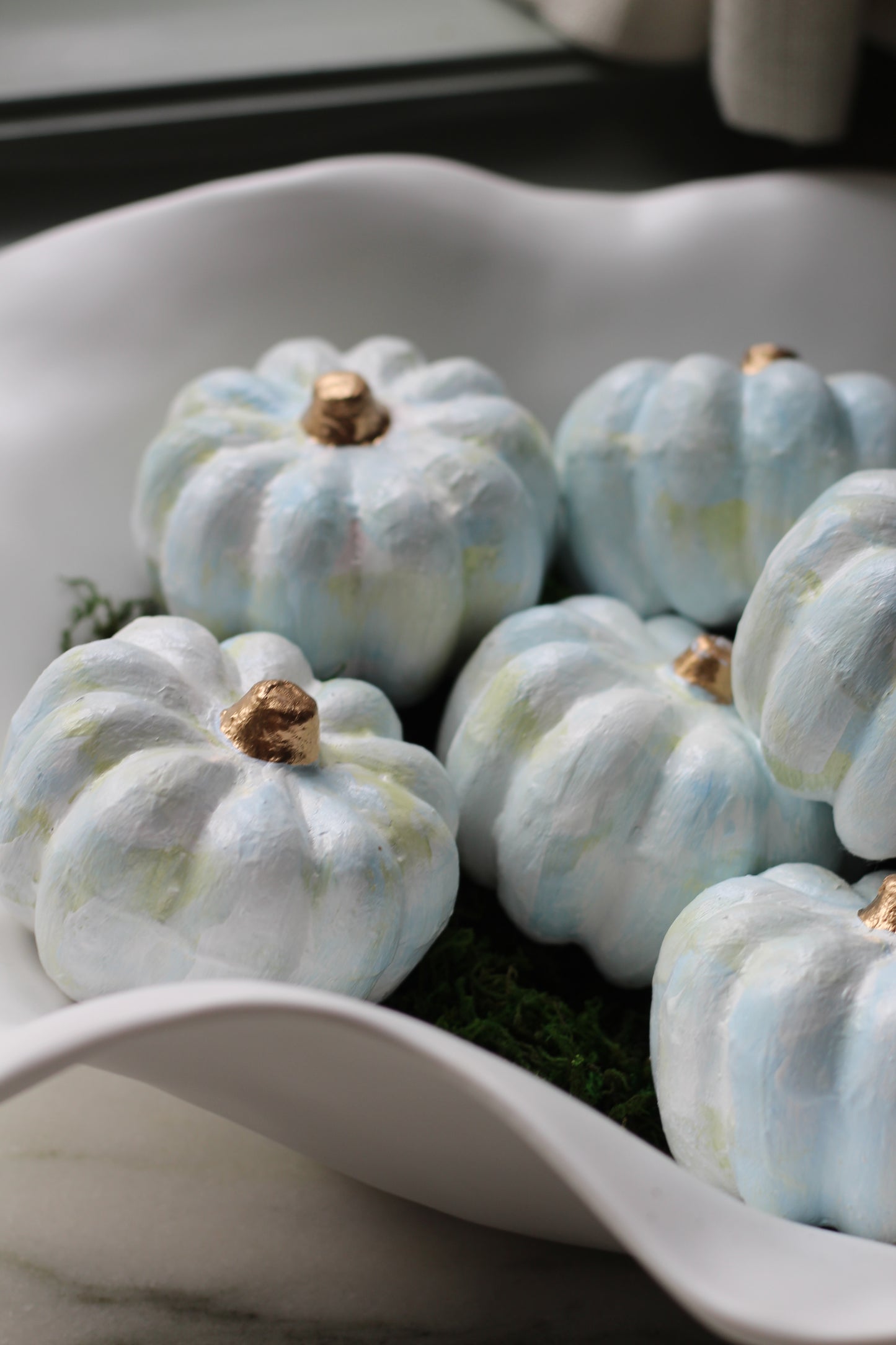 Blue and Green Painted Pumpkins Mini Set of 10