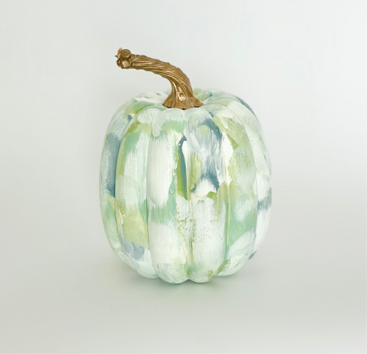 Small Blue/Green Painted Pumpkin 5.5 inch