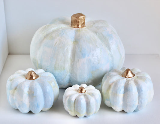 Blue and Green Painted Pumpkin Set lI