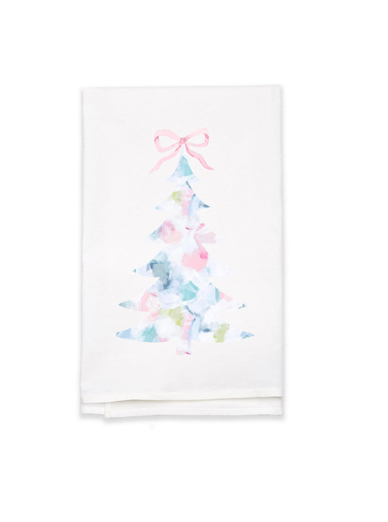 Pink Christmas Tree Tea Towel