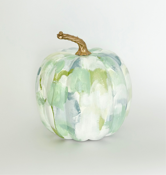 Medium Blue/Green Painted Pumpkin 7.5 inch