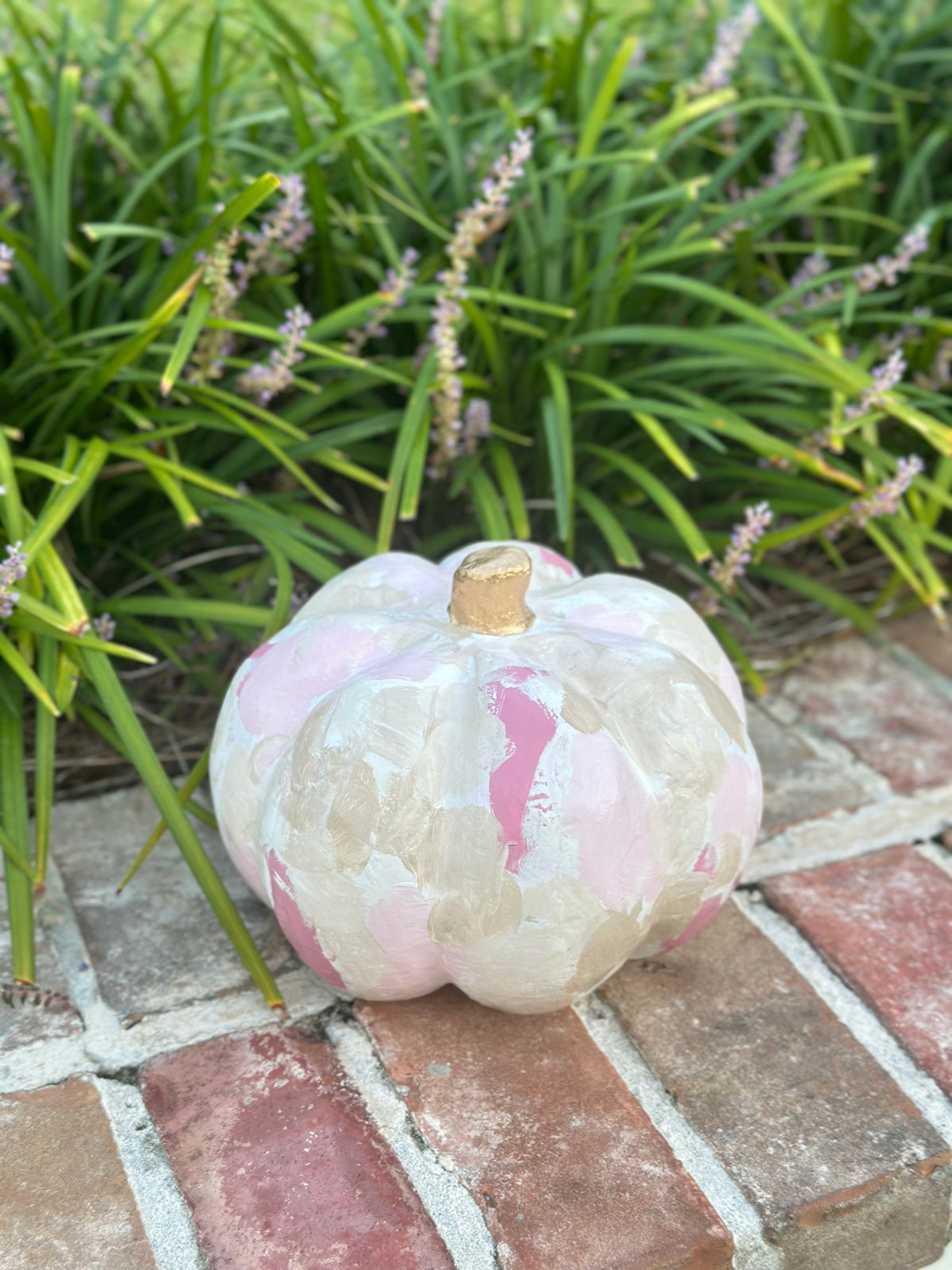 Large Hand Painted Pink Pumpkin