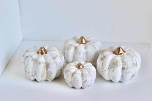 Seconds Sale - Neutral Painted Pumpkins Set