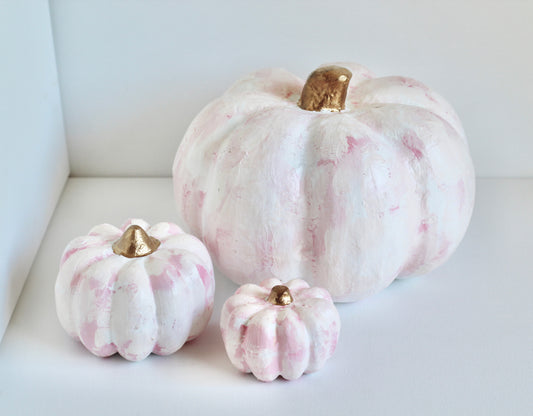 Seconds Sale - Pink Painted Pumpkins Set