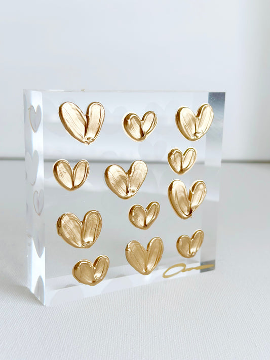 IMPERFECT Gold Hearts on Acrylic 4x4