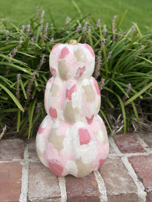Large Pink Hand Painted Pumpkin Stack