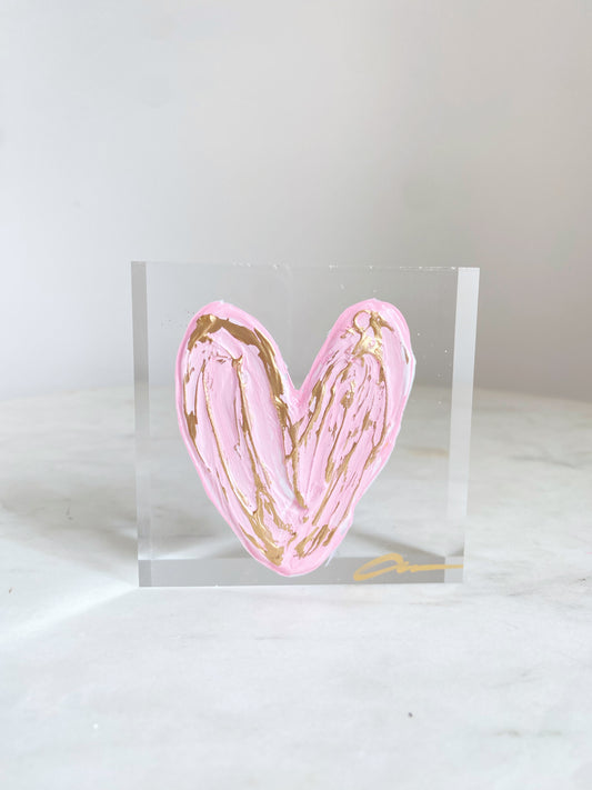 Pink Heart Acrylic Block