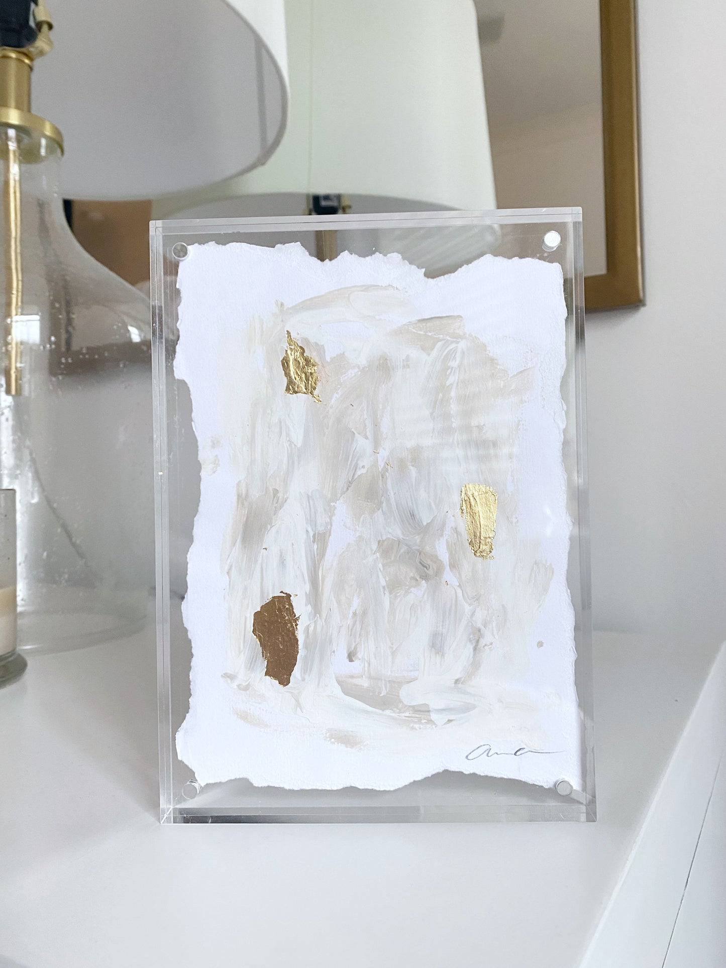 Deckled Edge Abstract in Acrylic Frame